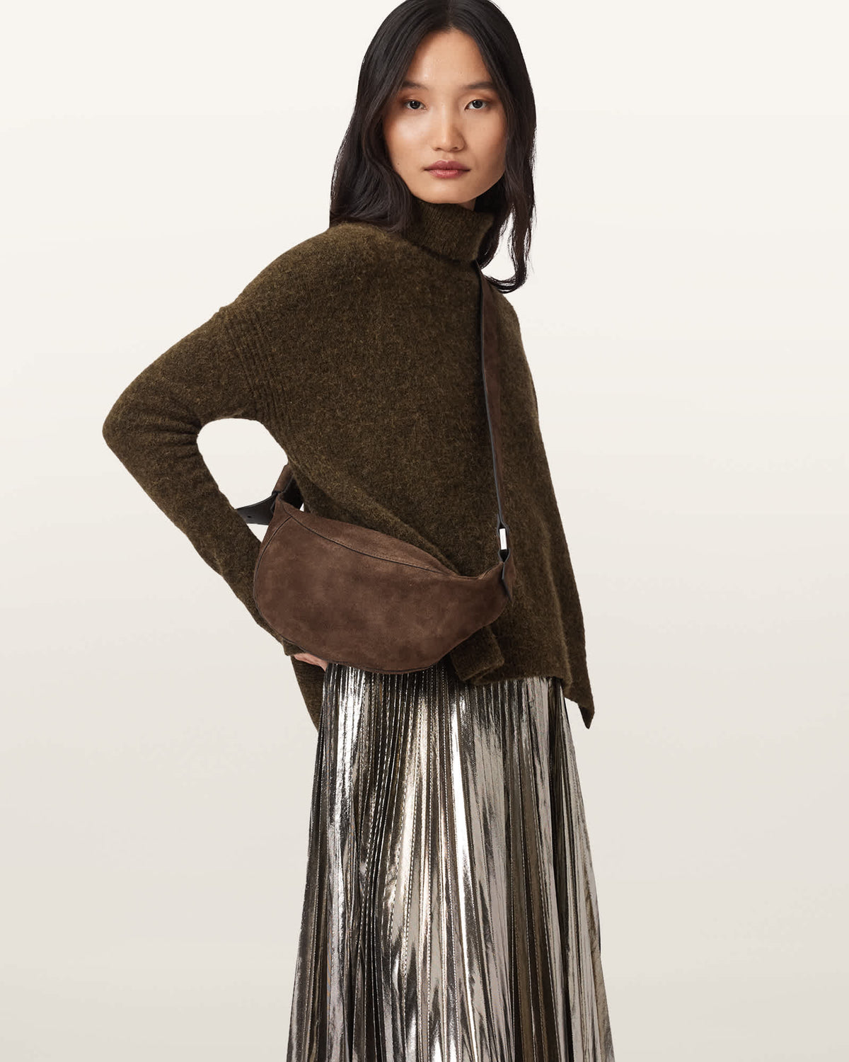 Luna Slouchy Suede Crossbody Bag FANGO BROWN