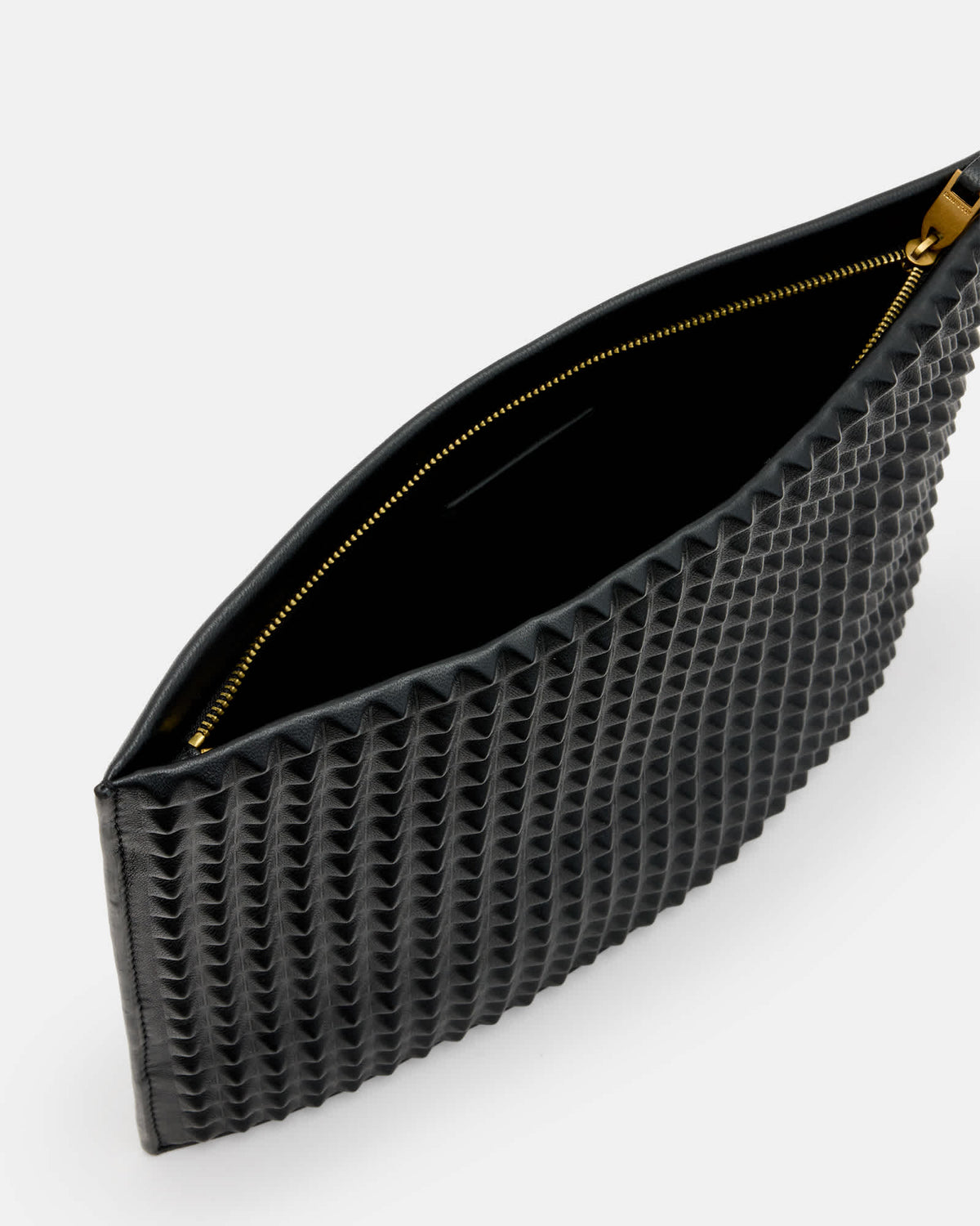 Bettina Studded Leather Clutch Bag Black