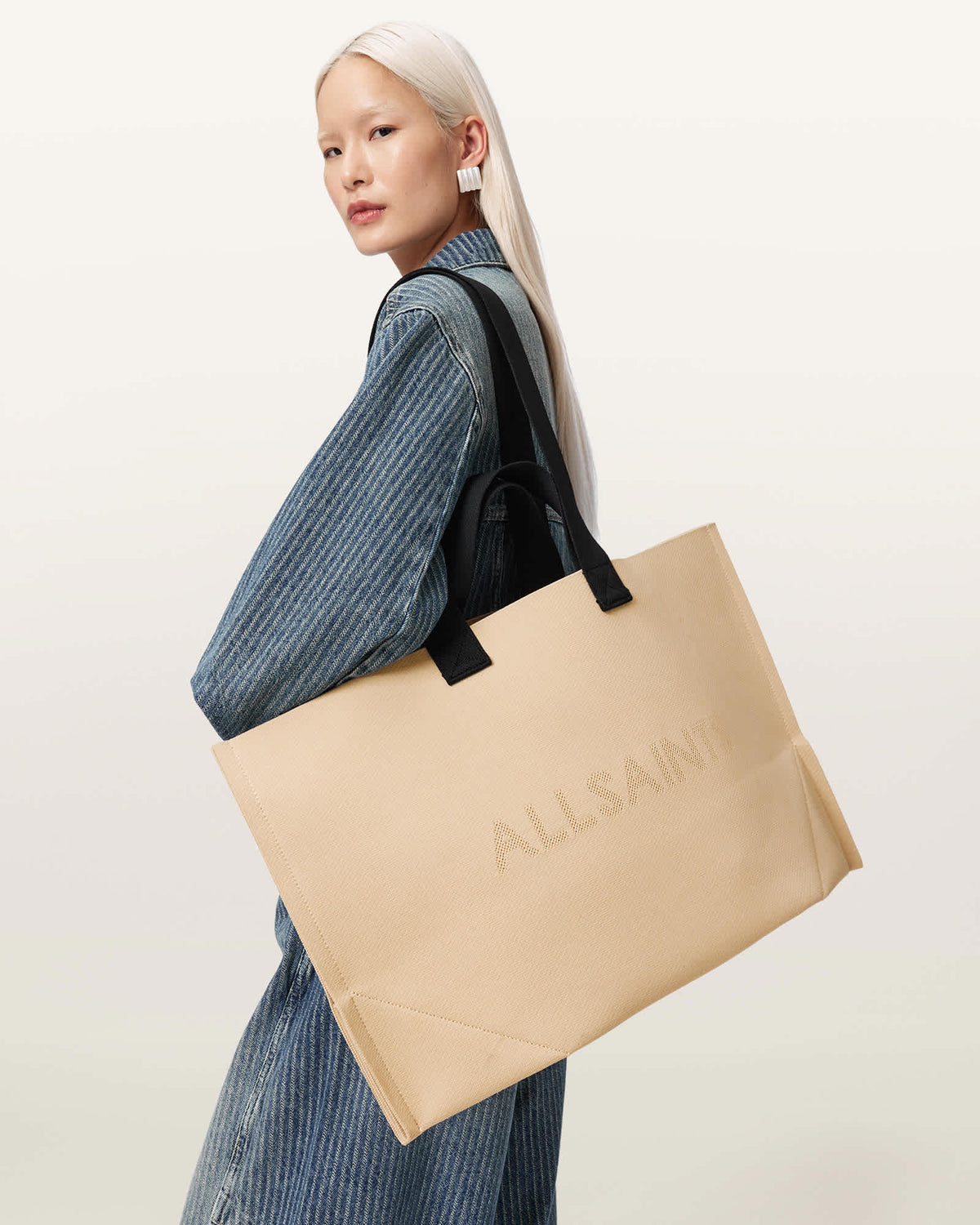 Lutece Reversible Knitted Tote Bag UNBLEACHED WHITE