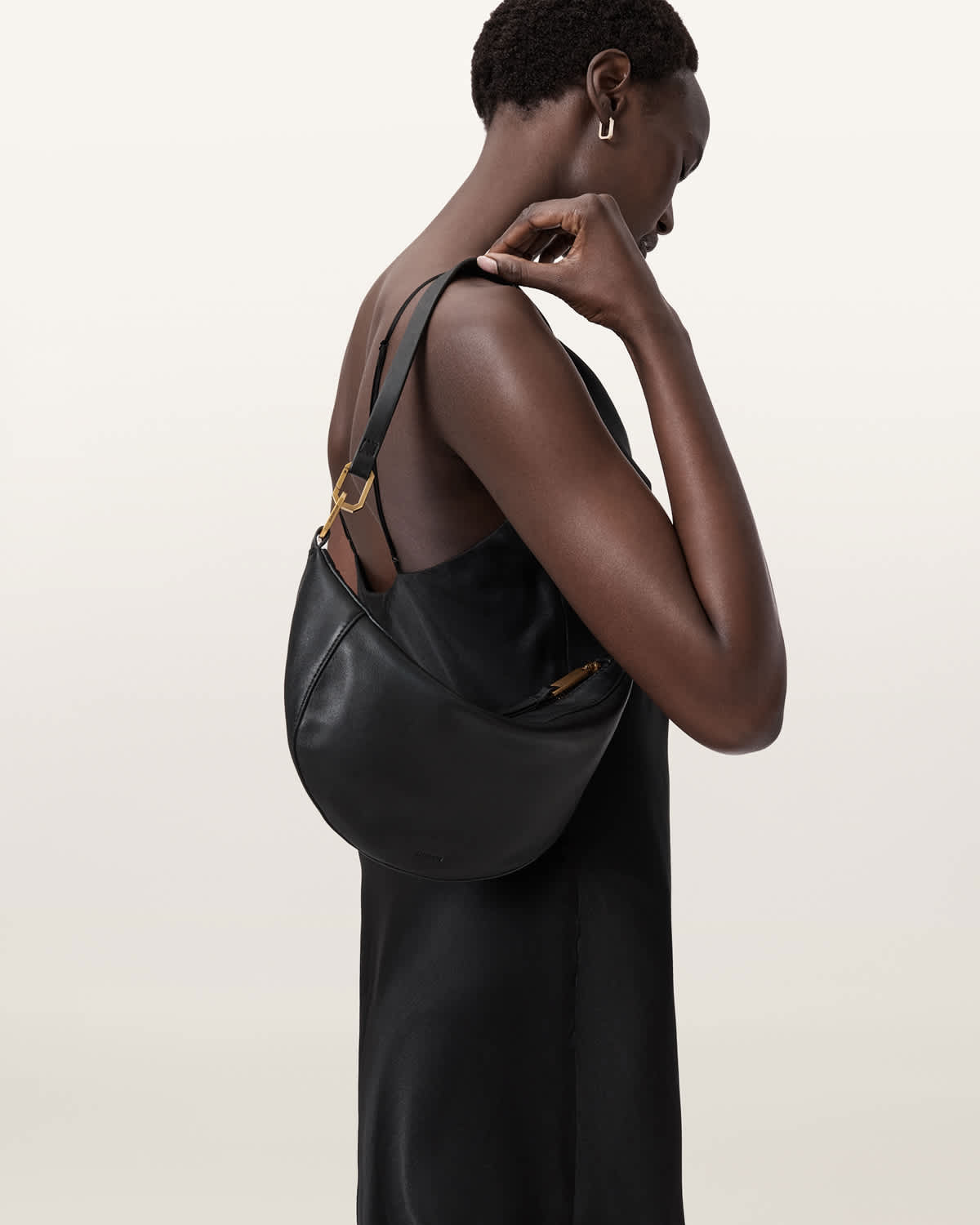 Luna Leather Shoulder Bag Black