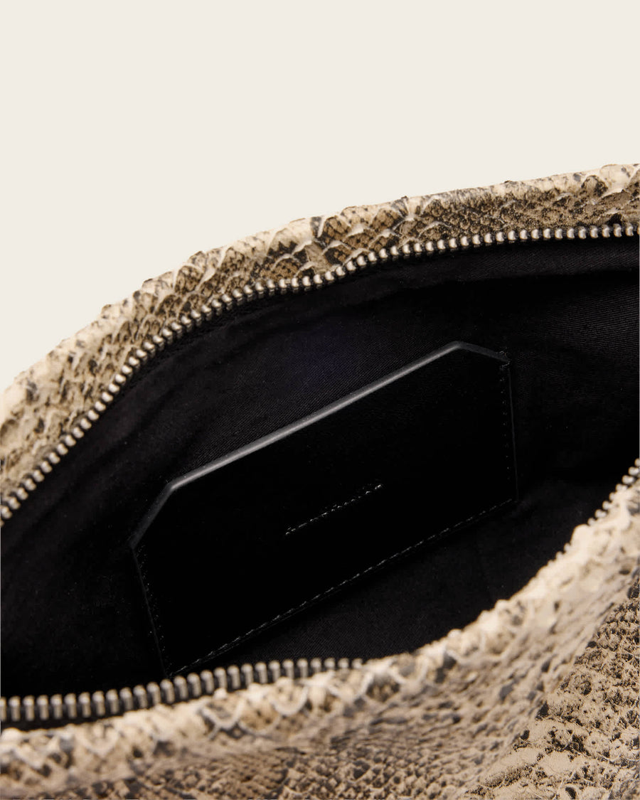 Bettina Leather Snake Clutch Bag DESERT WHITE