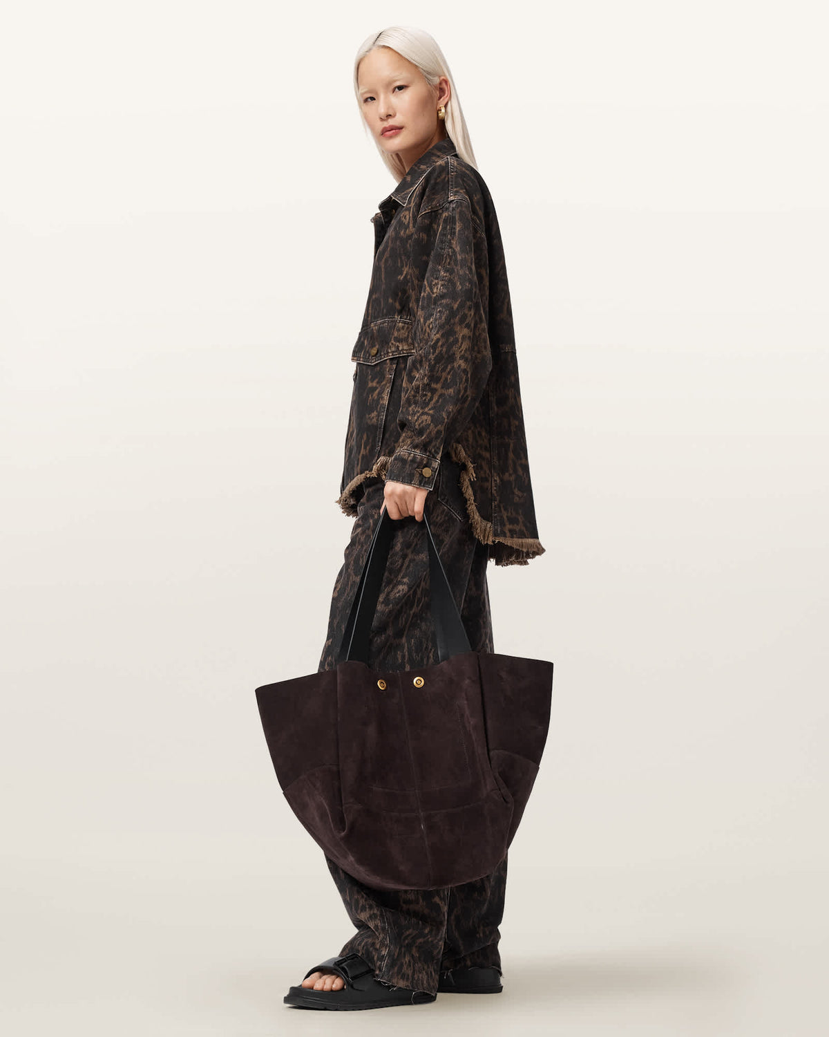 Rosalie Large Suede Tote Bag BURNT UMBER RED