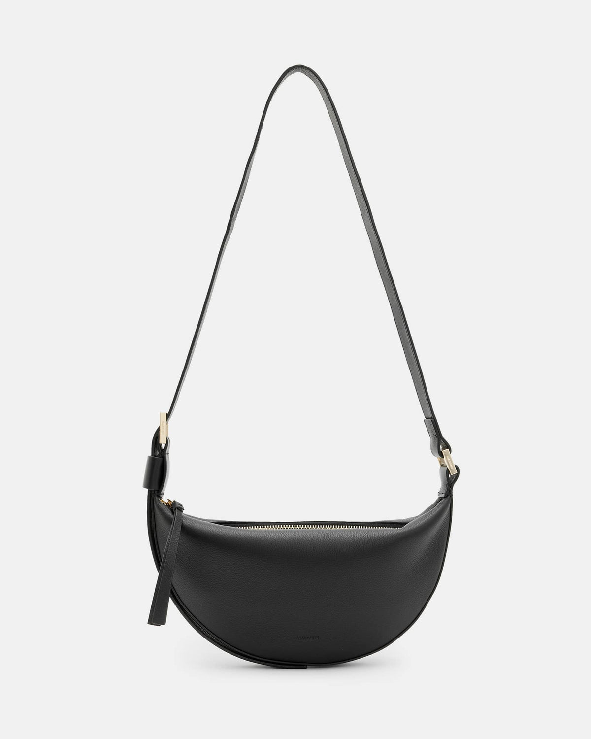 Half Moon Leather Crossbody Bag Black