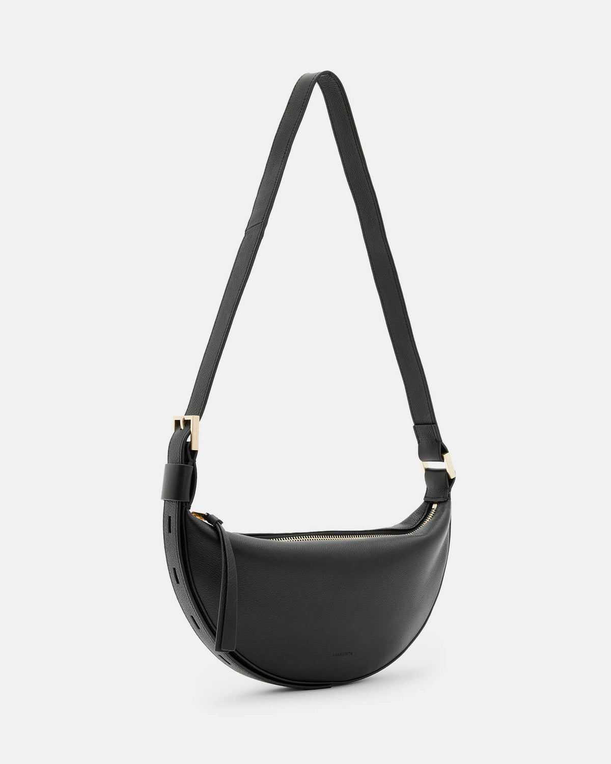 Half Moon Leather Crossbody Bag Black