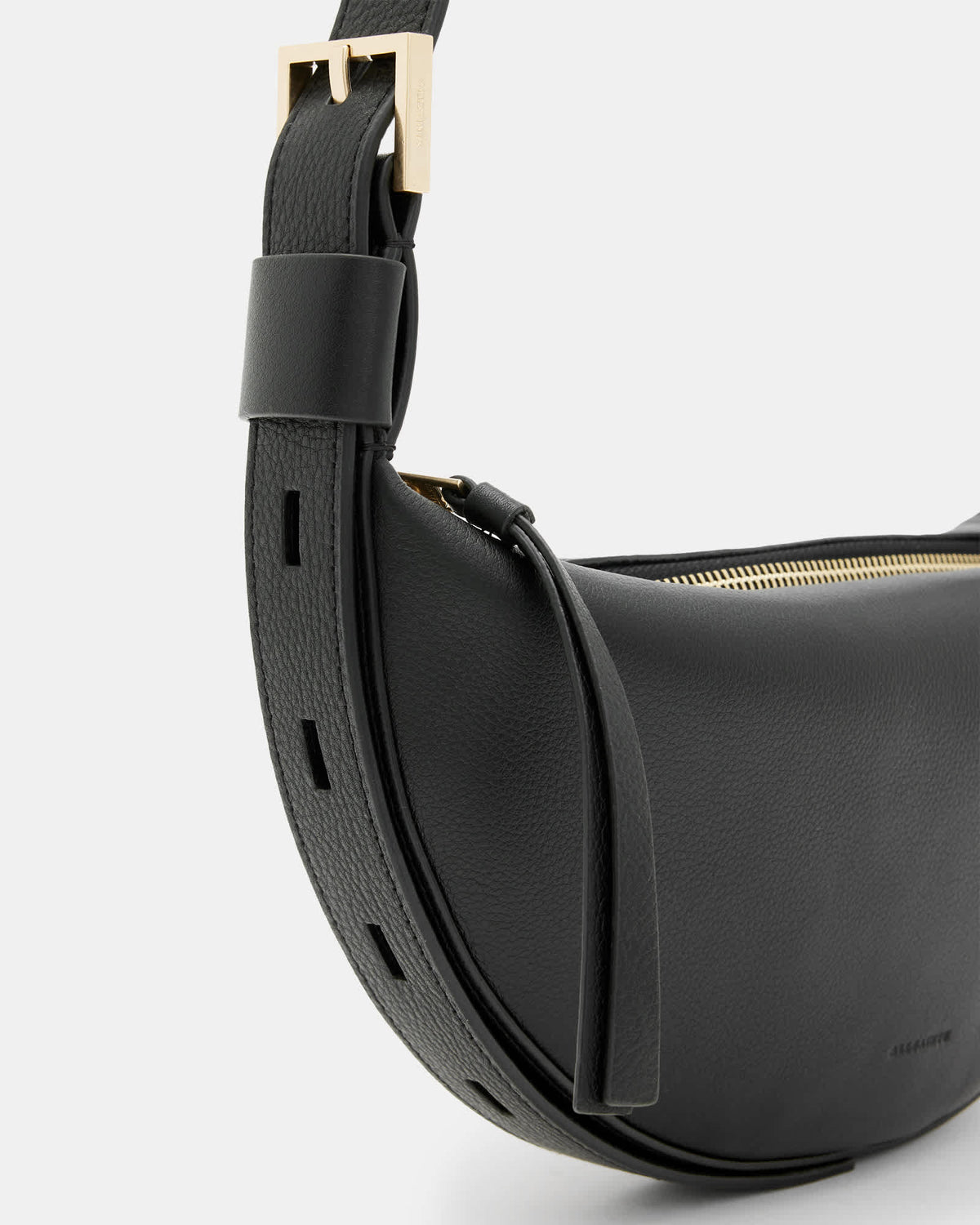 Half Moon Leather Crossbody Bag Black