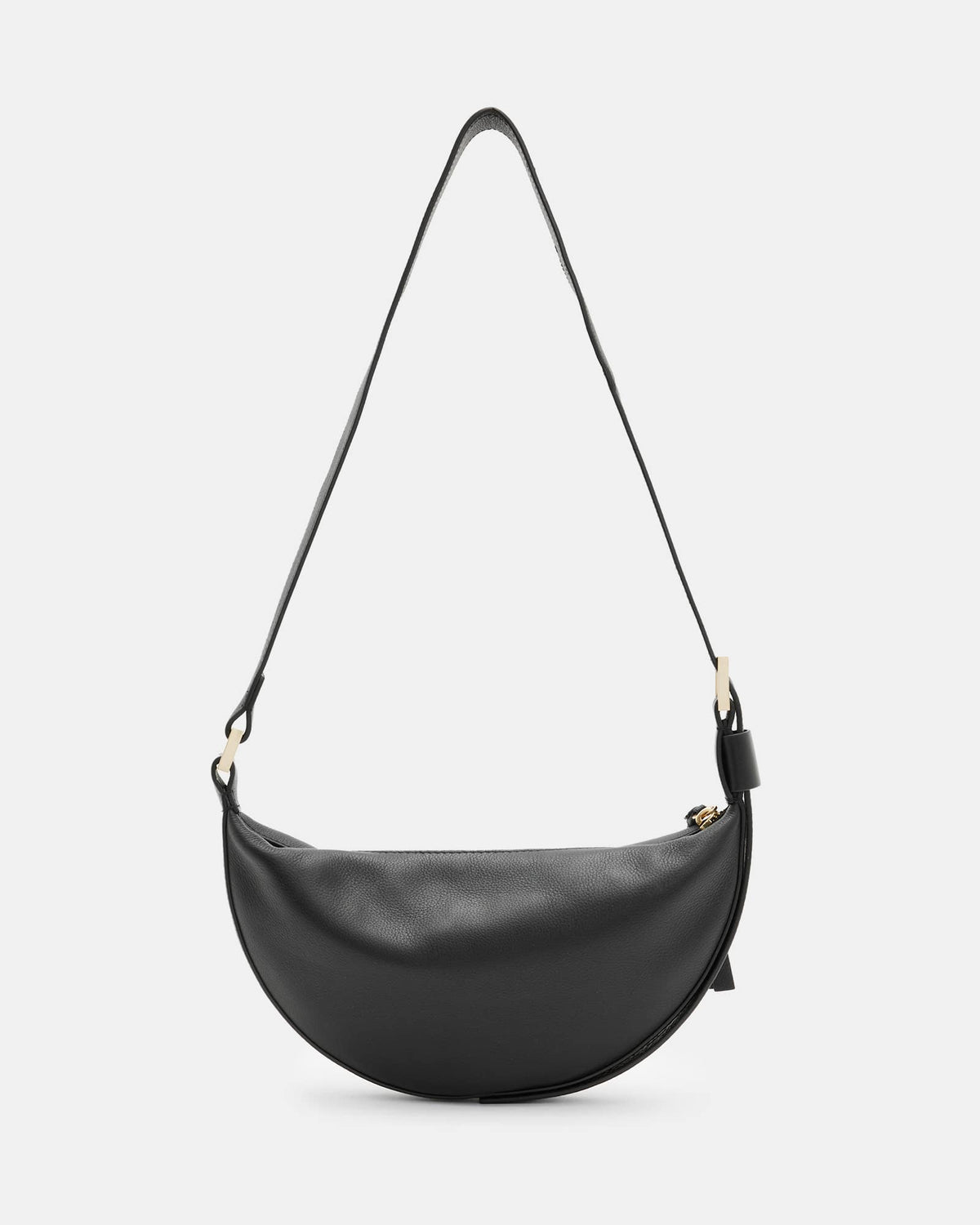 Half Moon Leather Crossbody Bag Black