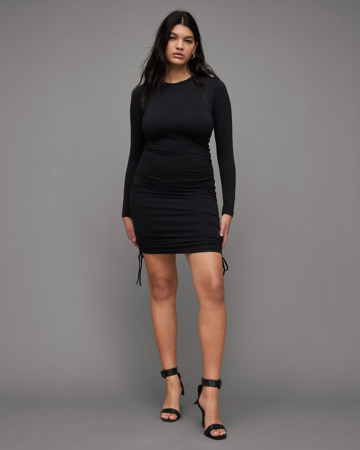Bethan Long Sleeve Stretch Mini Dress Black