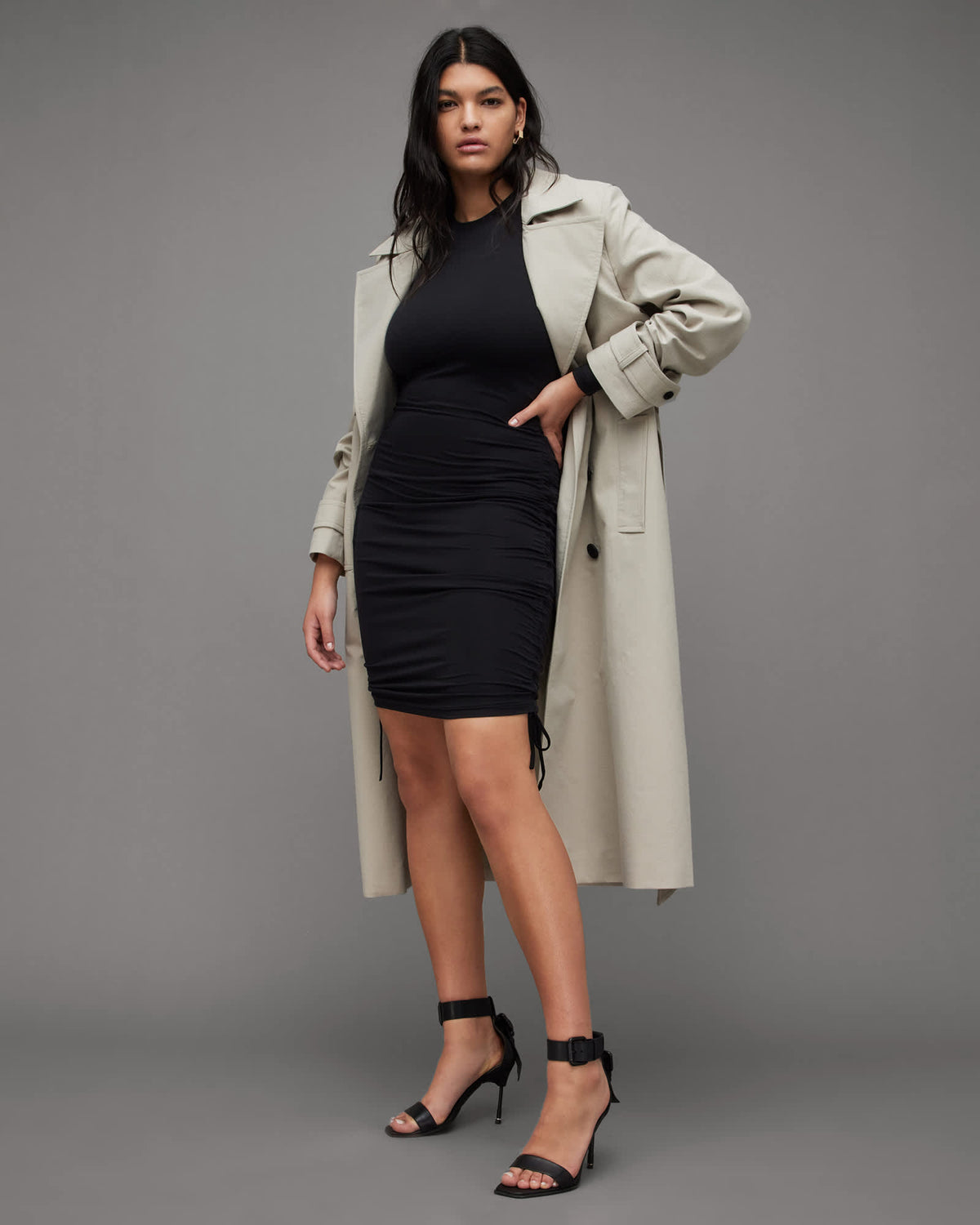 Bethan Long Sleeve Stretch Mini Dress Black