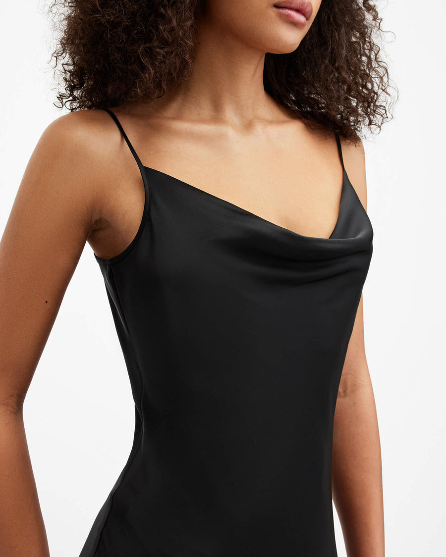 Hadley Cowl Neck Midi Slip Dress Black