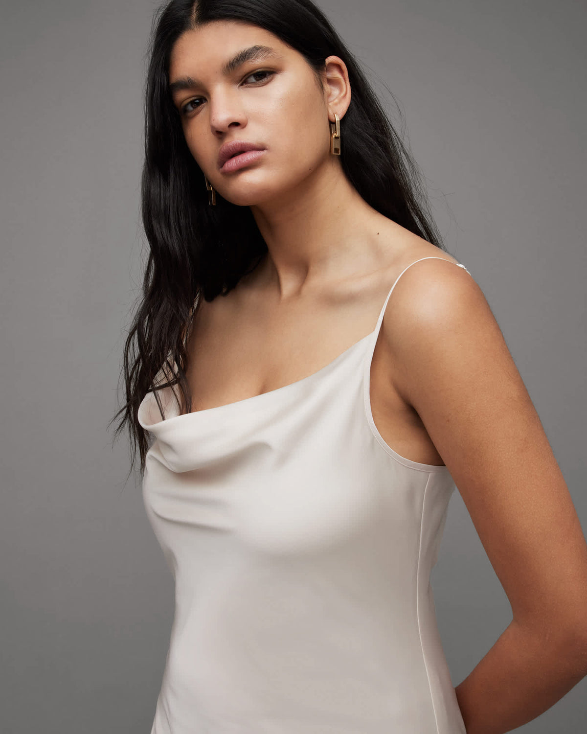 Hadley Cowl Neck Midi Slip Dress ARCTIC WHITE