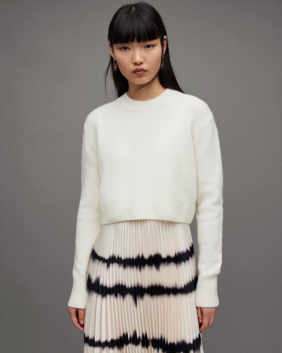 Curtis 2-In-1 Tie Dye Pleated Midi Dress CHALK WHITE/BLACK