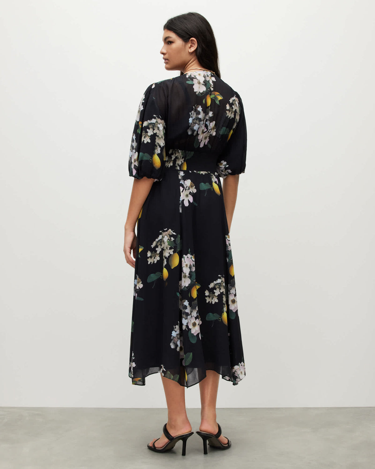 Aspen Eugenia Floral Print Maxi Dress Black