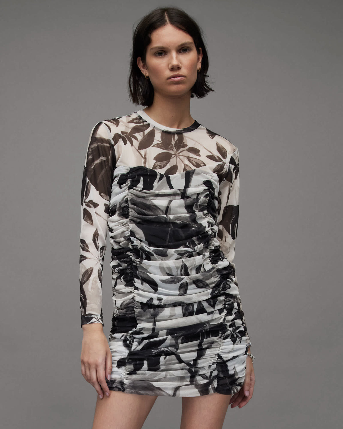 Giorgia Jackie Floral Mesh Dress ECRU WHITE