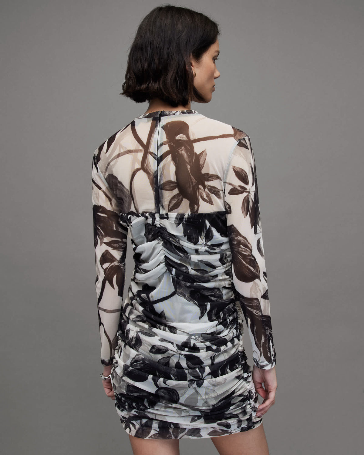 Giorgia Jackie Floral Mesh Dress ECRU WHITE