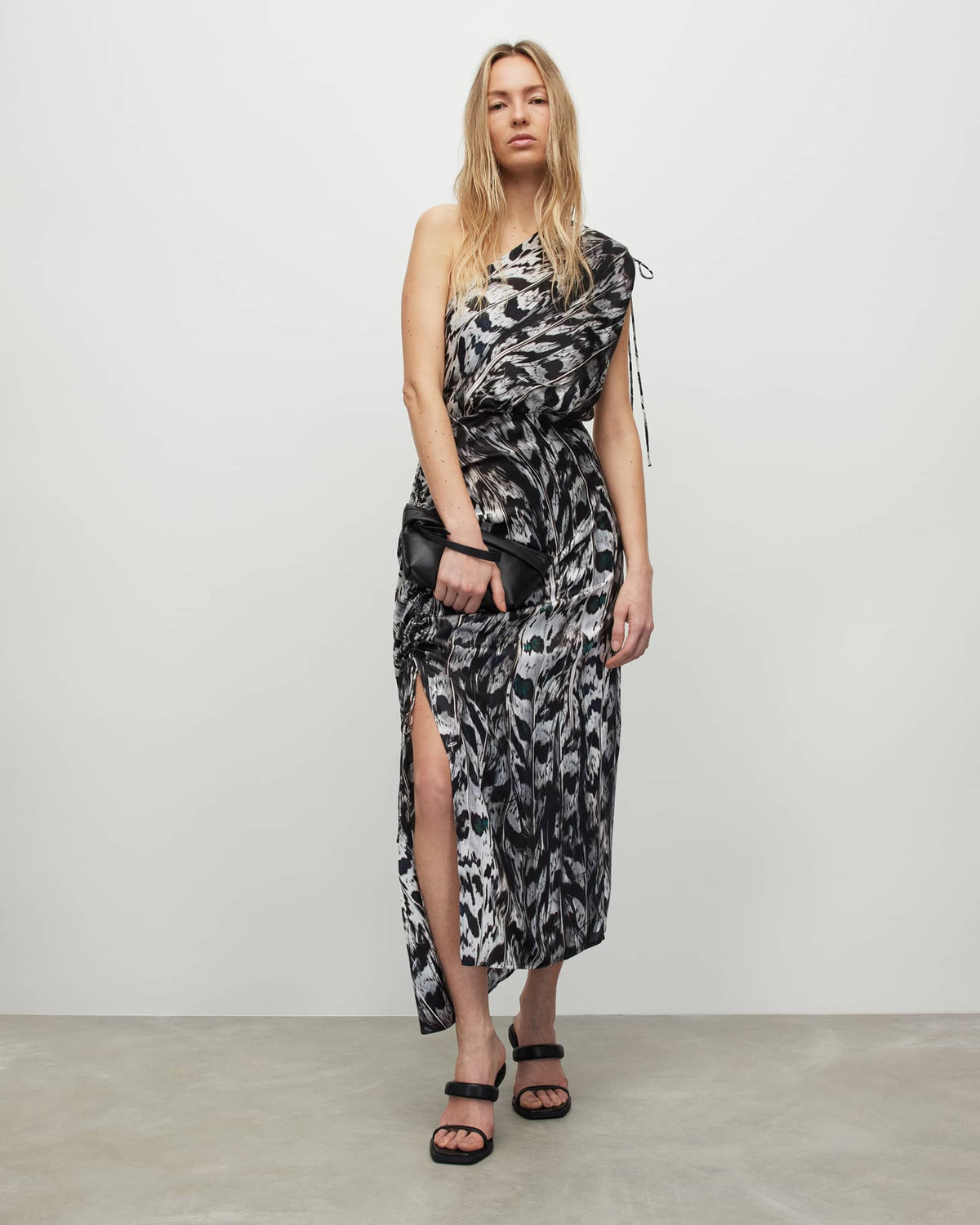 Laura Ines Silk Blend Printed Maxi Dress WHITE MONO