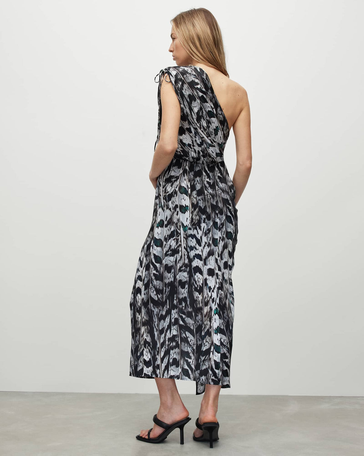 Laura Ines Silk Blend Printed Maxi Dress WHITE MONO
