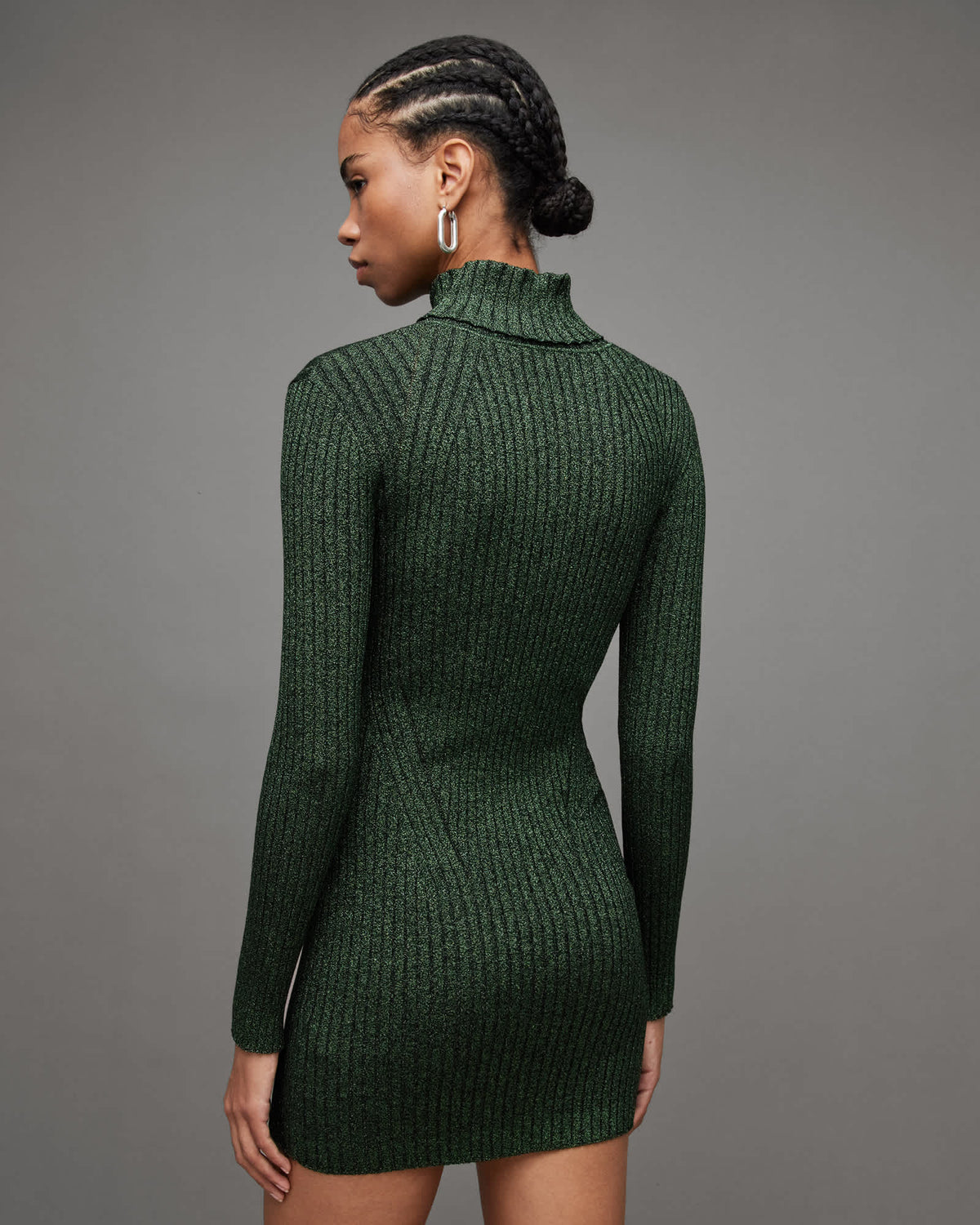 Juliette Roll Neck Metallic Mini Dress SYCAMORE GREEN