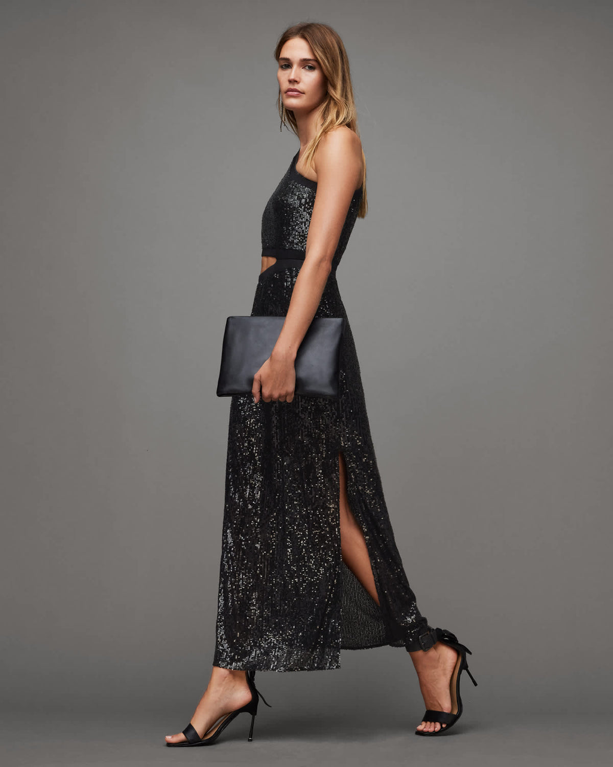 Daisy Topaz Sequin Cut Out Maxi Dress Black