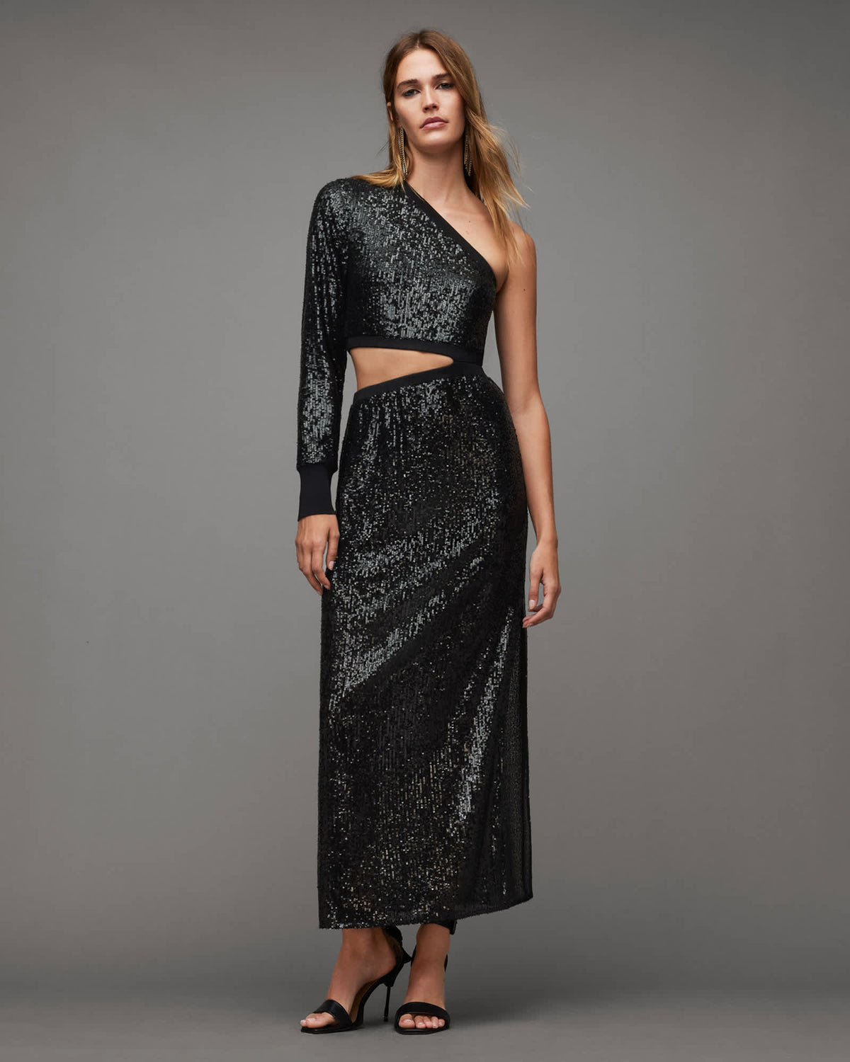 Daisy Topaz Sequin Cut Out Maxi Dress Black