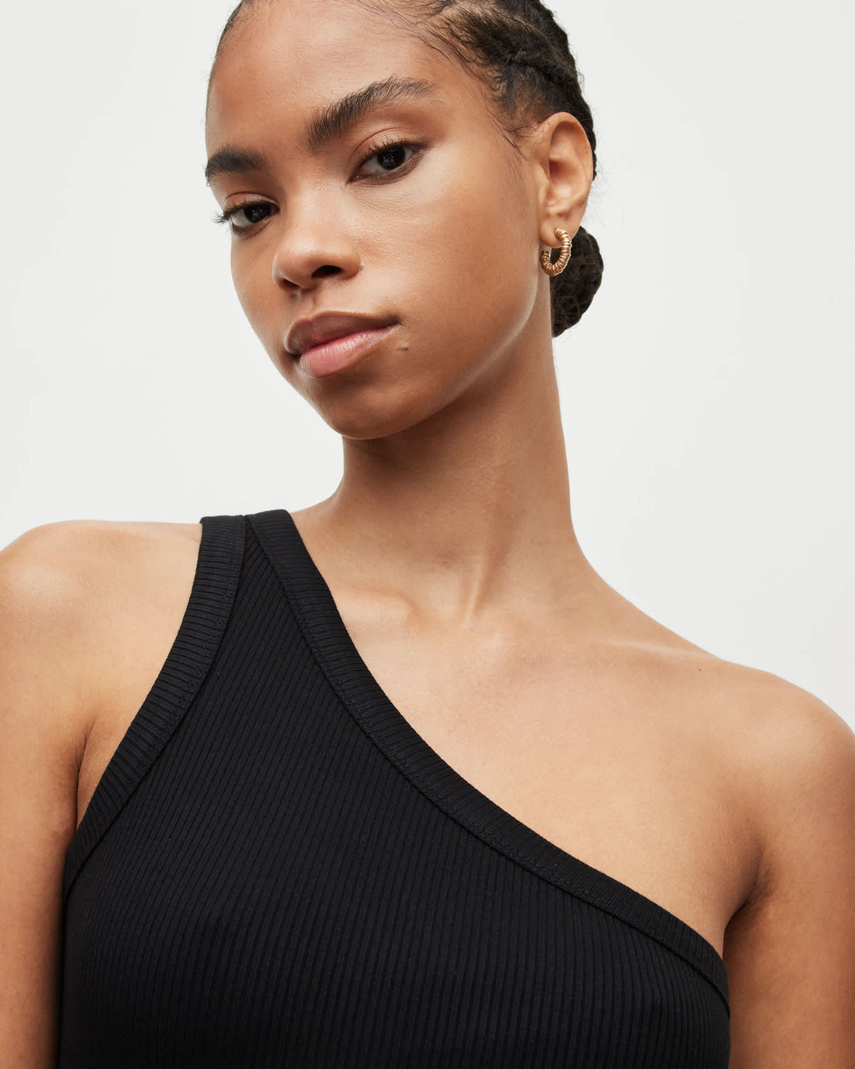 Stef Asymmetric One Shoulder Mini Dress Black
