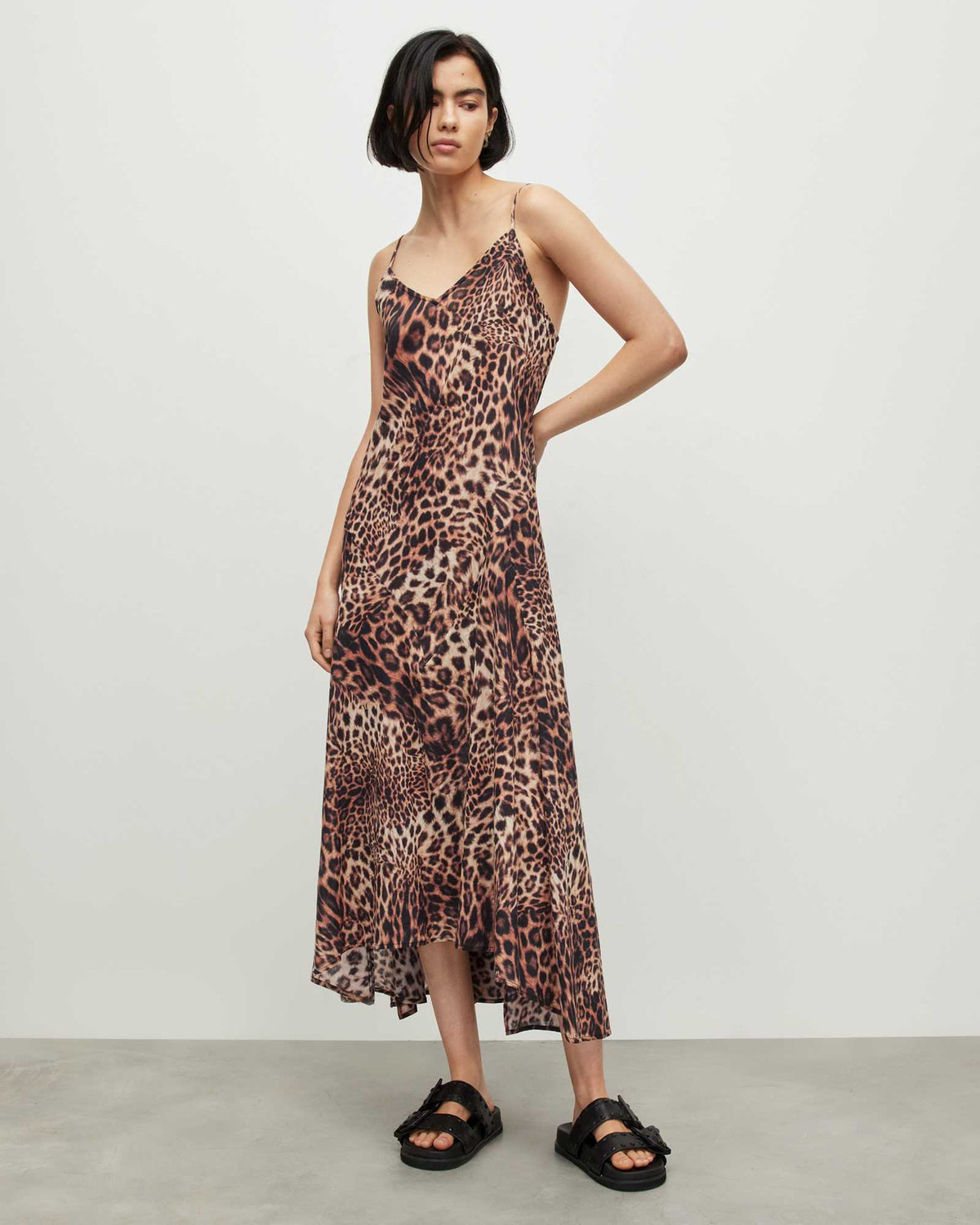 Essie Evita Leopard Maxi Slip Dress ANIMAL BROWN