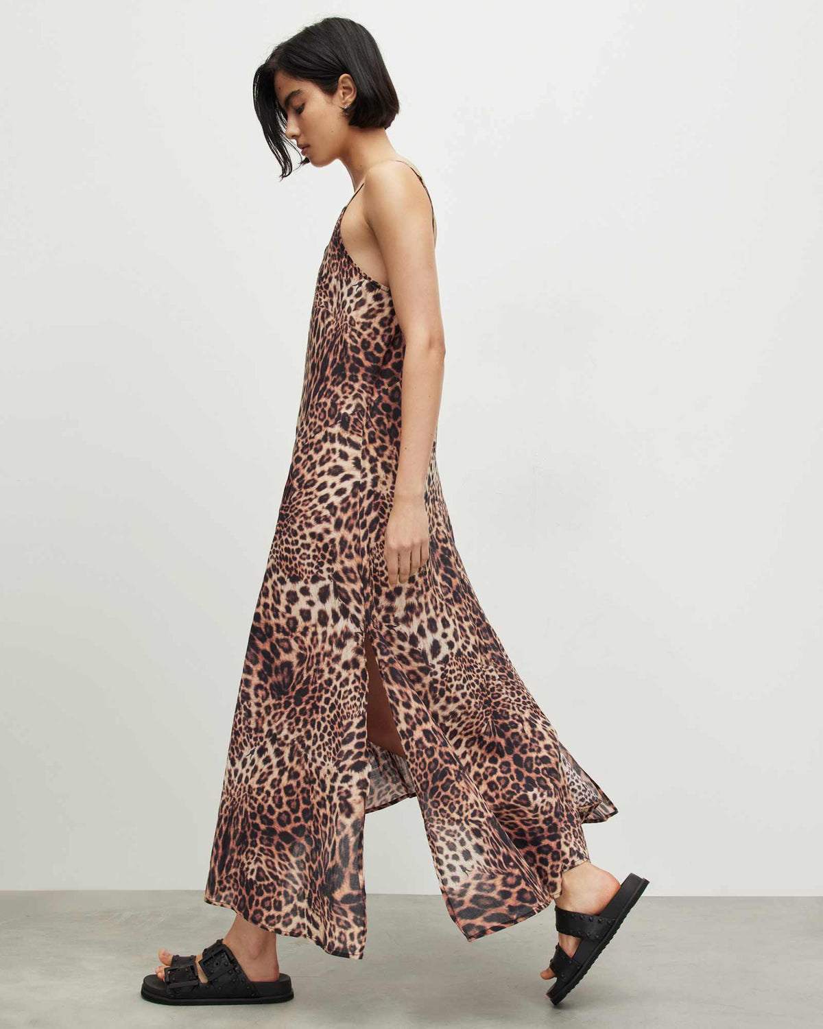 Essie Evita Leopard Maxi Slip Dress ANIMAL BROWN