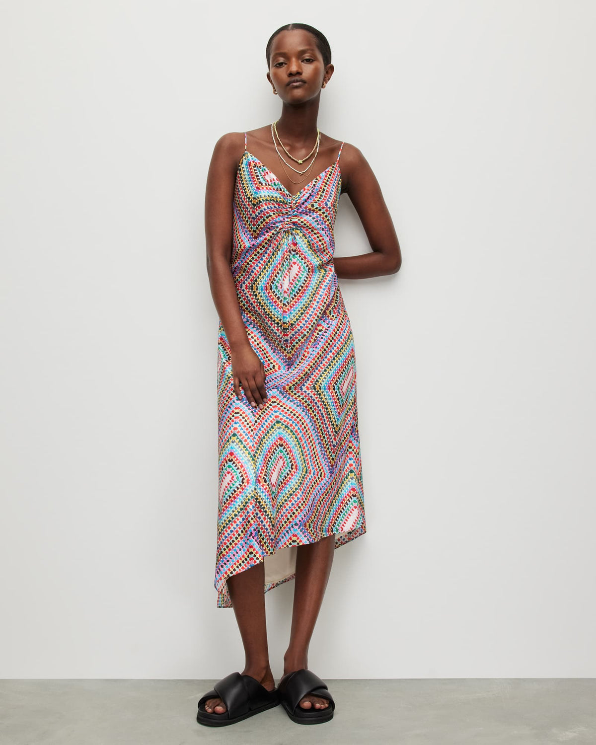 Alexia Luisa Silk Blend Midi Slip Dress RAINBOW BLUE