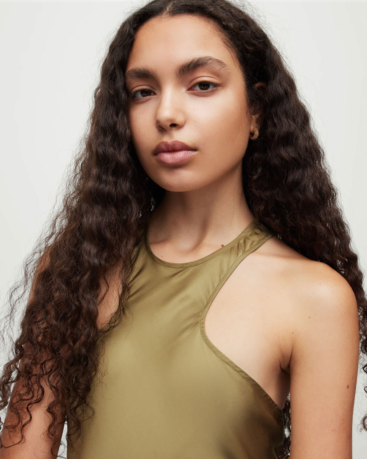 Betina Racer Neck Maxi Slip Dress PALE OLIVE GREEN