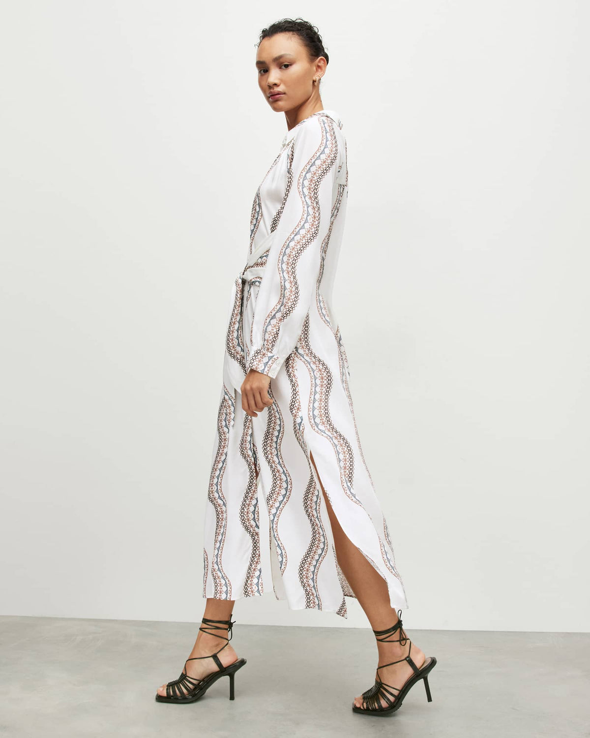 Clanetta Leticia Belted Midi Shirt Dress Optic White
