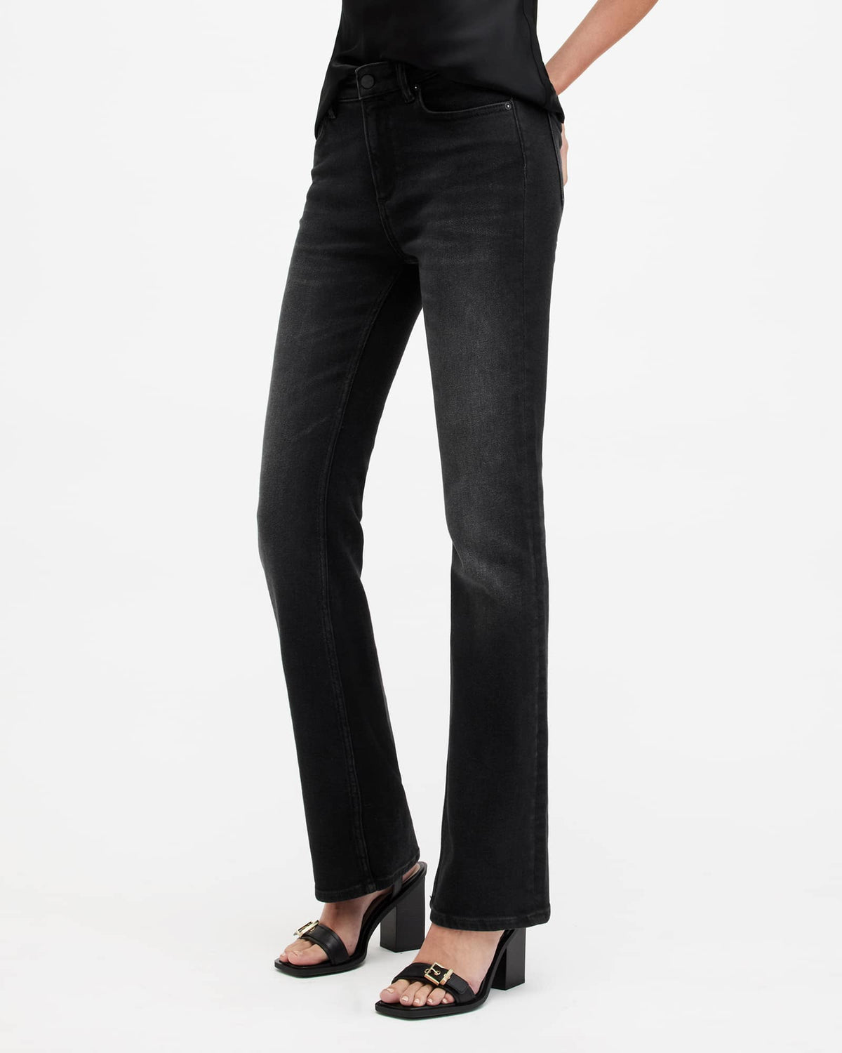 Haldan Slim Bootcut Stretch Denim Jeans Black