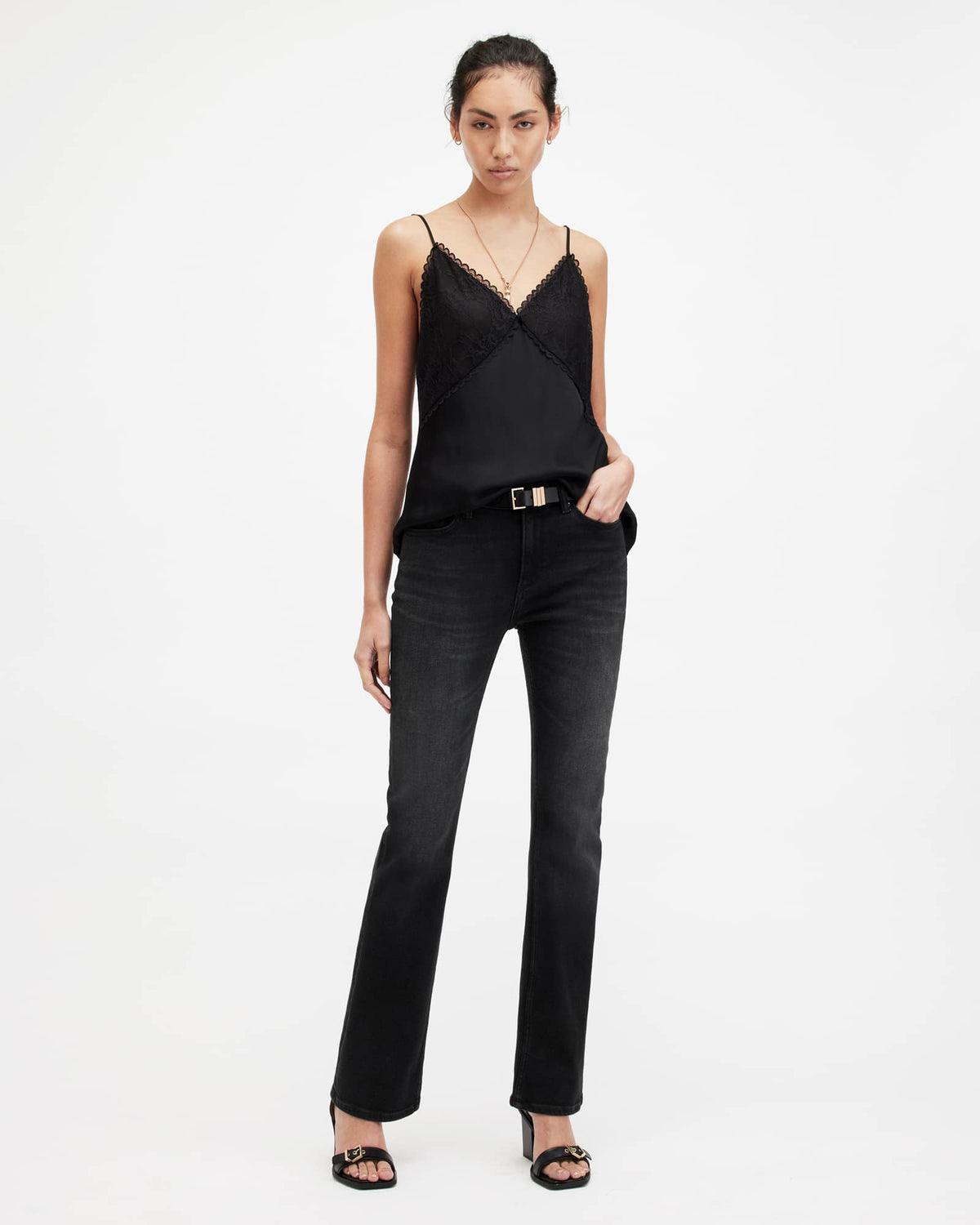 Haldan Slim Bootcut Stretch Denim Jeans Black
