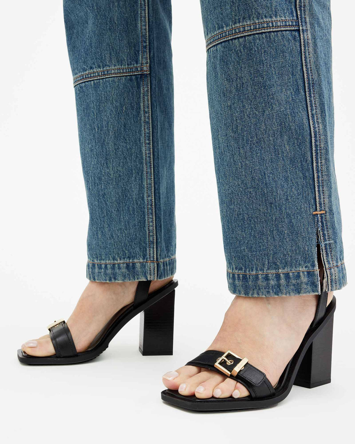 Pamela Leather Heel Sandals Black