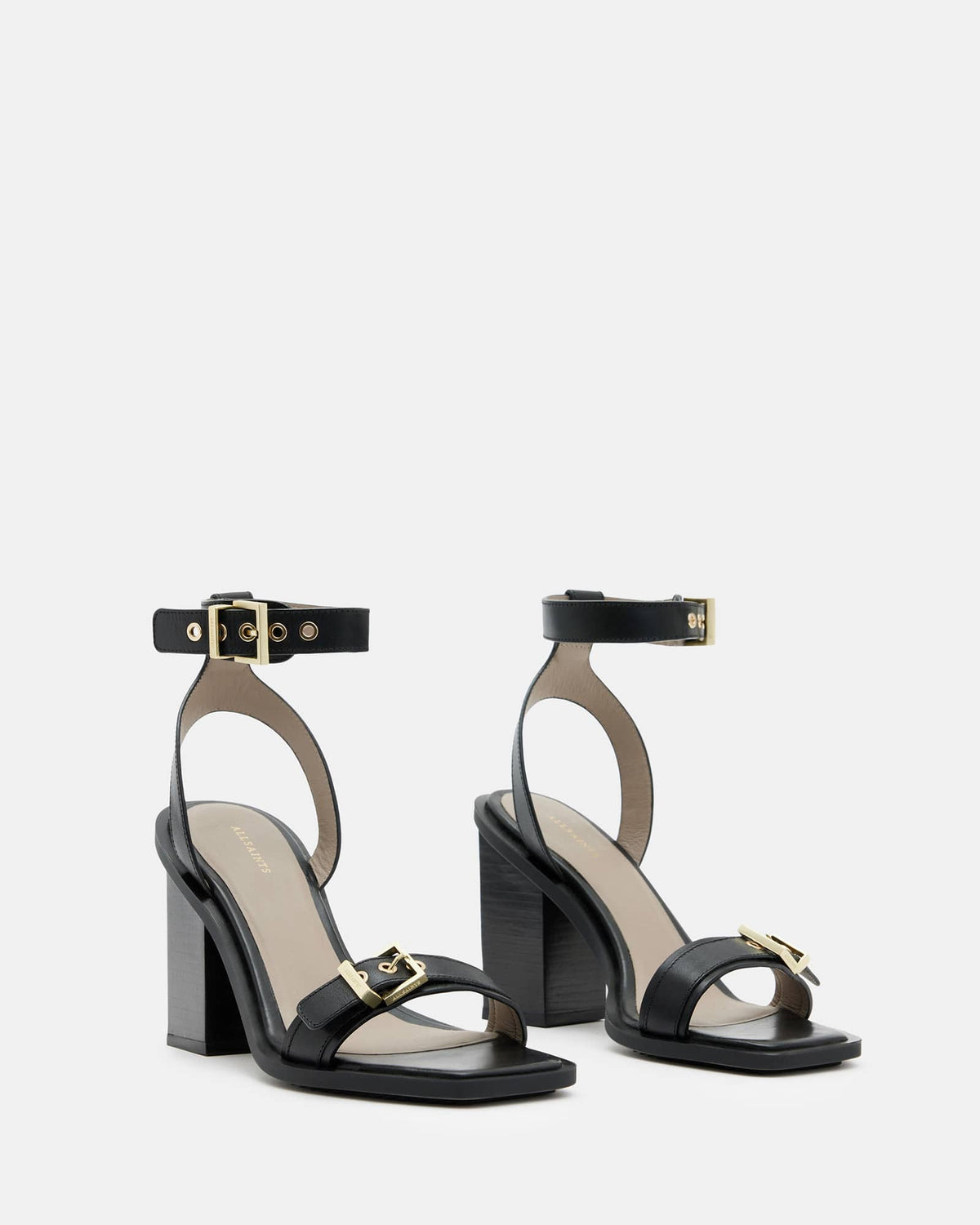 Pamela Leather Heel Sandals Black