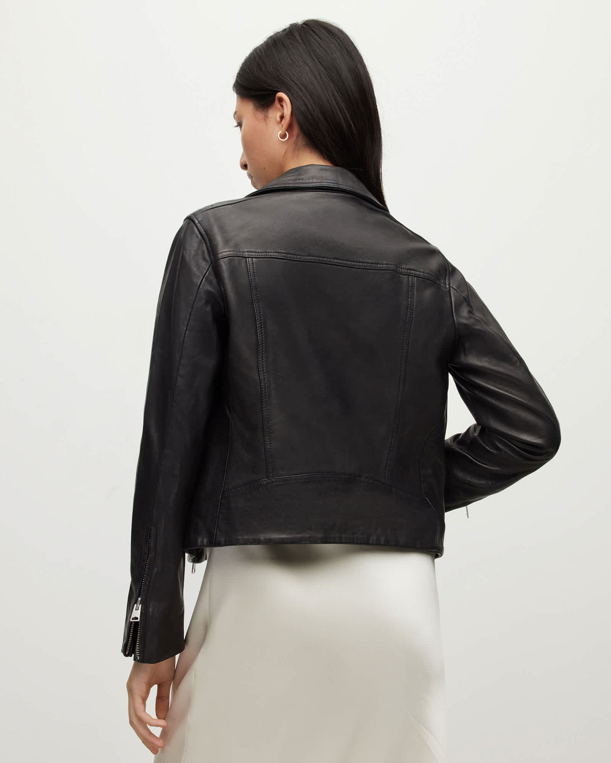 Dalby Slim Fit Leather Biker Jacket Black
