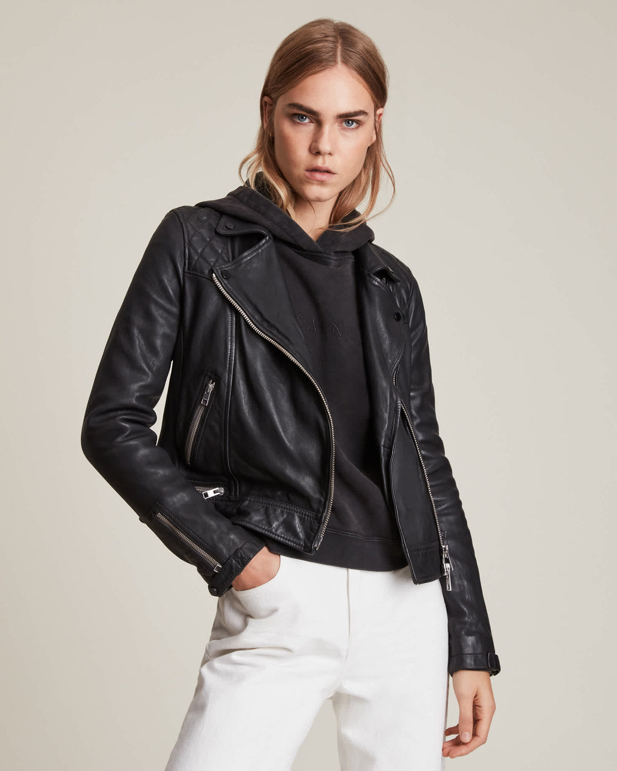 Conroy Leather Biker Jacket Ink