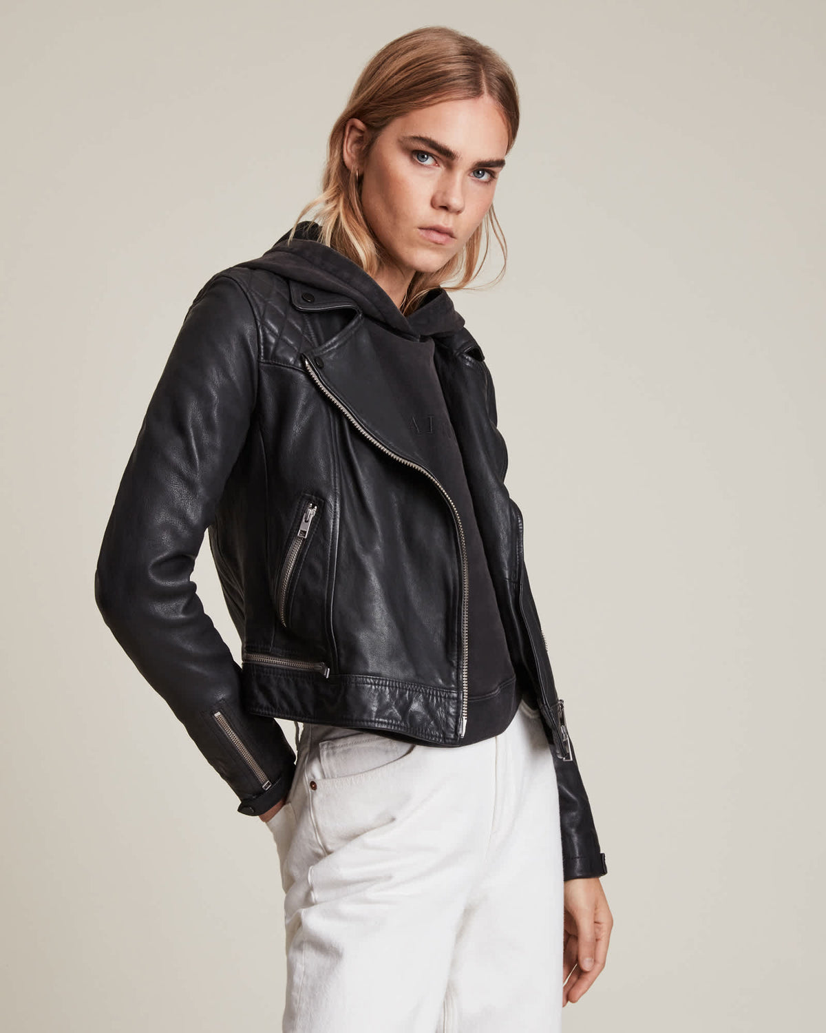 Conroy Leather Biker Jacket Ink