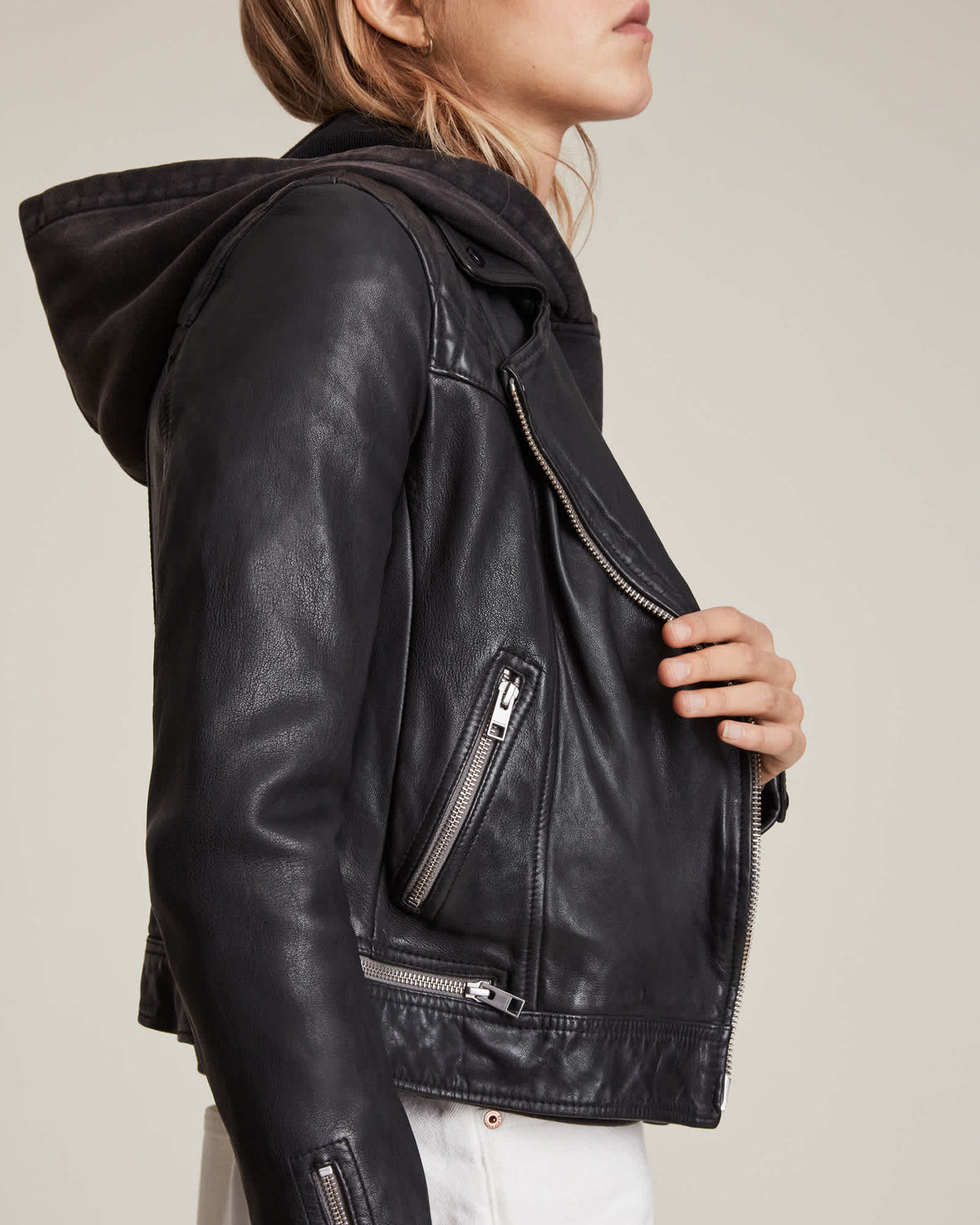 Conroy Leather Biker Jacket Ink