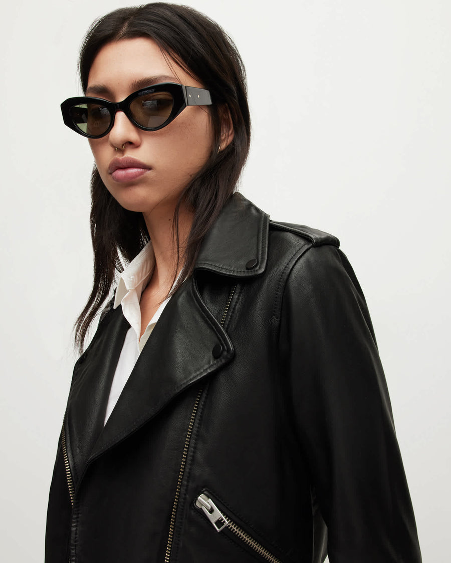 Balfern Leather Biker Jacket Black