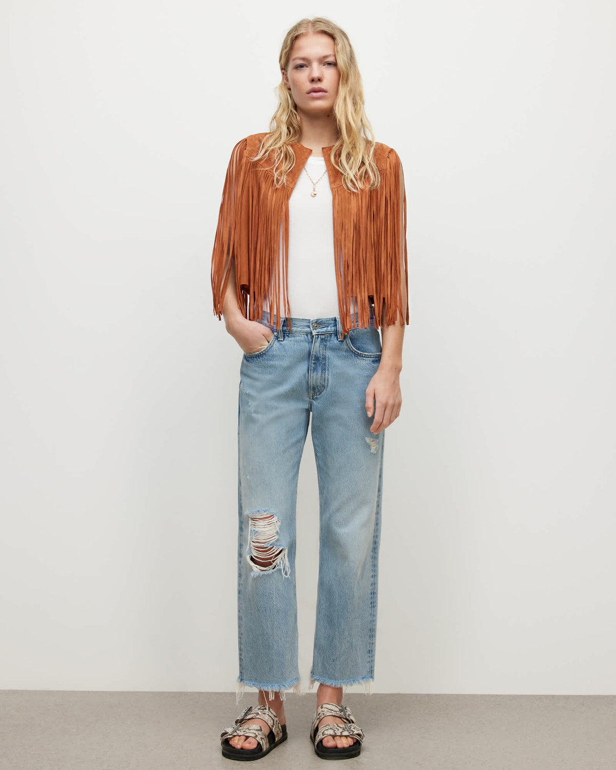 Astral Suede Fringed Gilet DEEP TAN