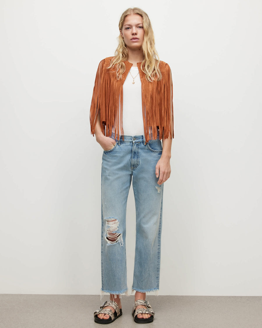 Astral Suede Fringed Gilet DEEP TAN