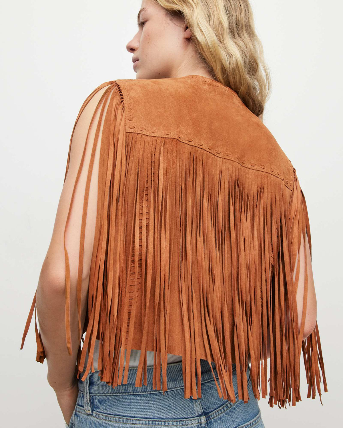 Astral Suede Fringed Gilet DEEP TAN