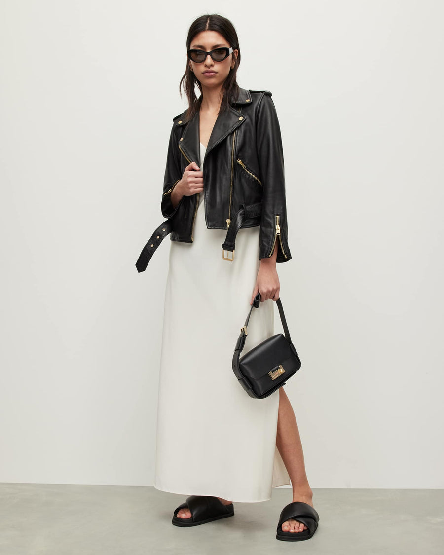 Balfern Leather Biker Jacket BLACK/GOLD