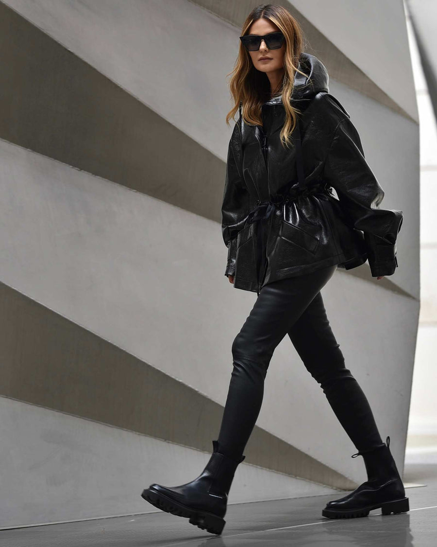 Cora Leather-Look High-Rise Leggings Black