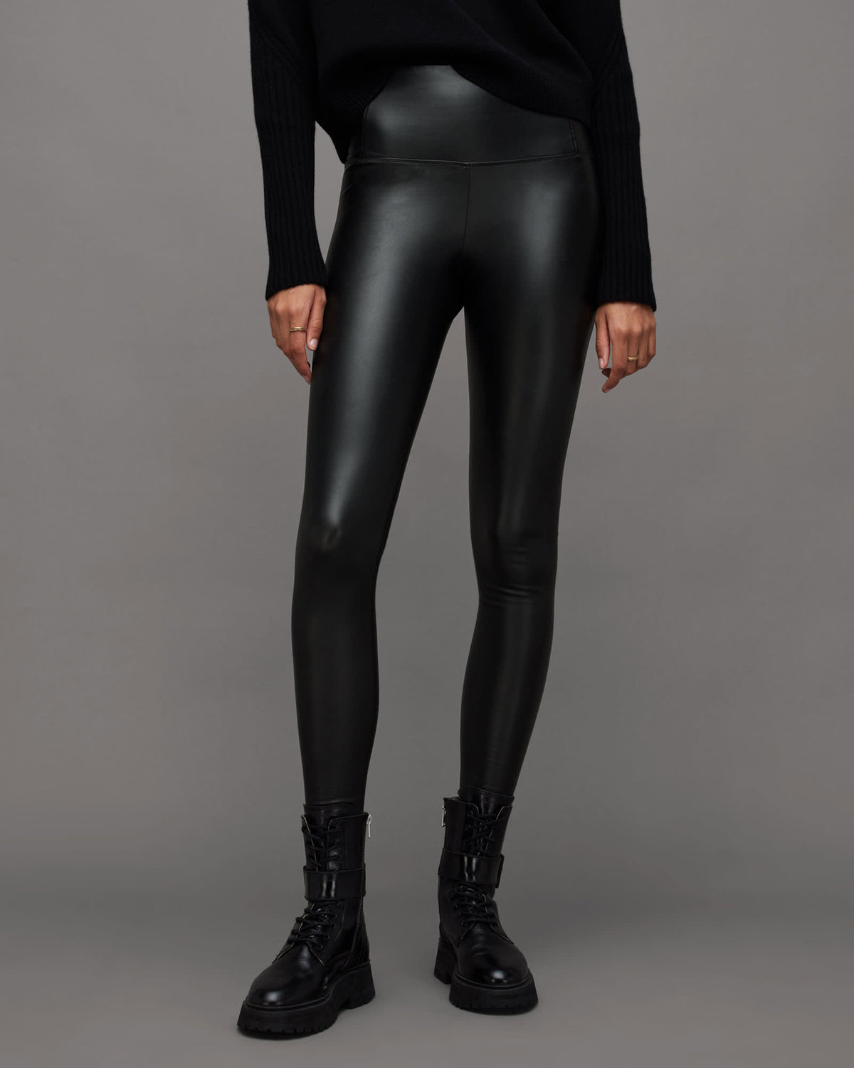Cora High-Rise Skinny Fit Faux Leggings Black