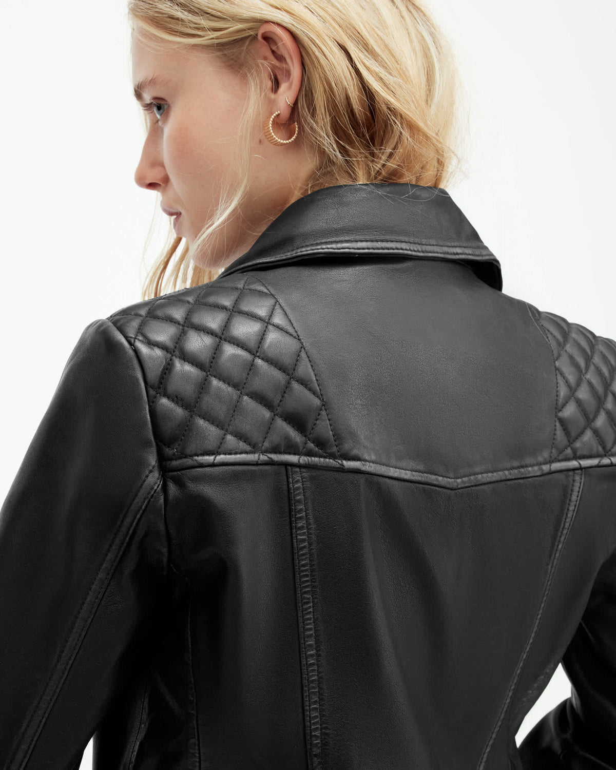 Cargo Distressed Leather Biker Jacket Black/Grey