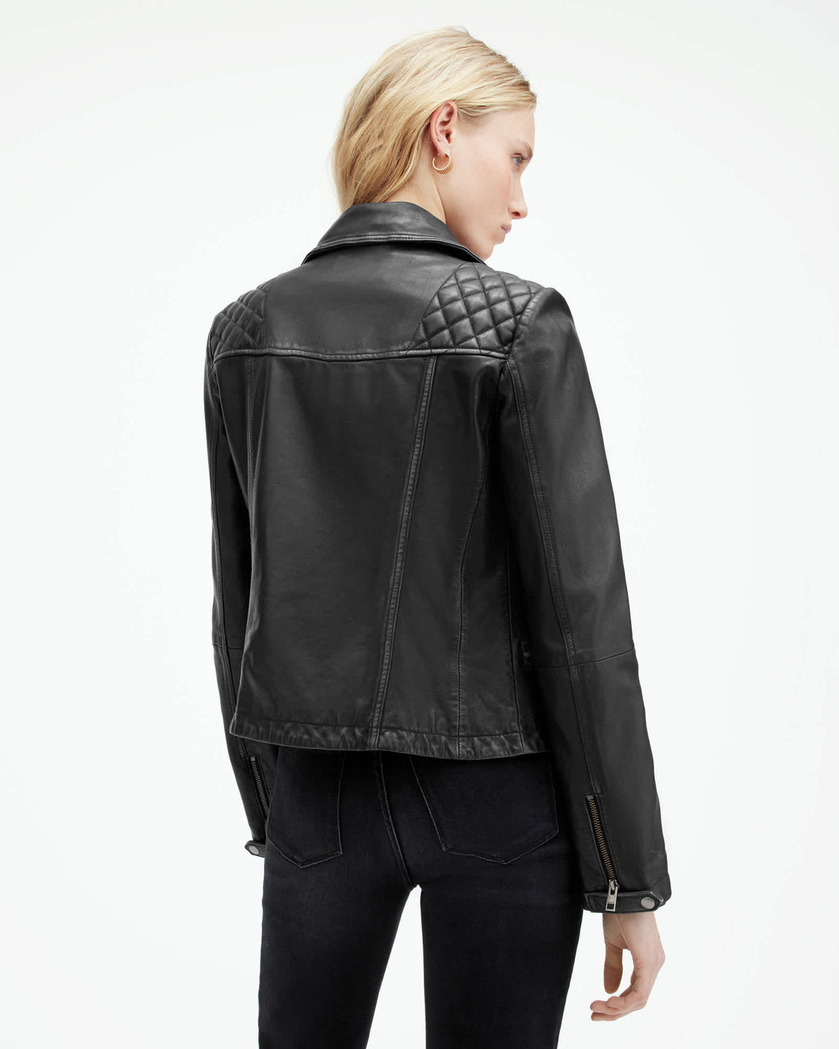 Cargo Distressed Leather Biker Jacket Black/Grey