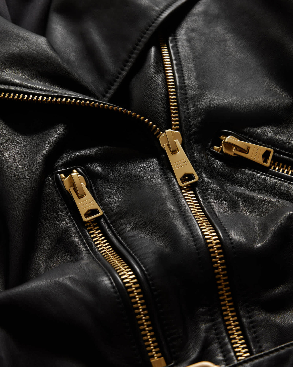 Balfern Leather Biker Jacket BLACK/GOLD