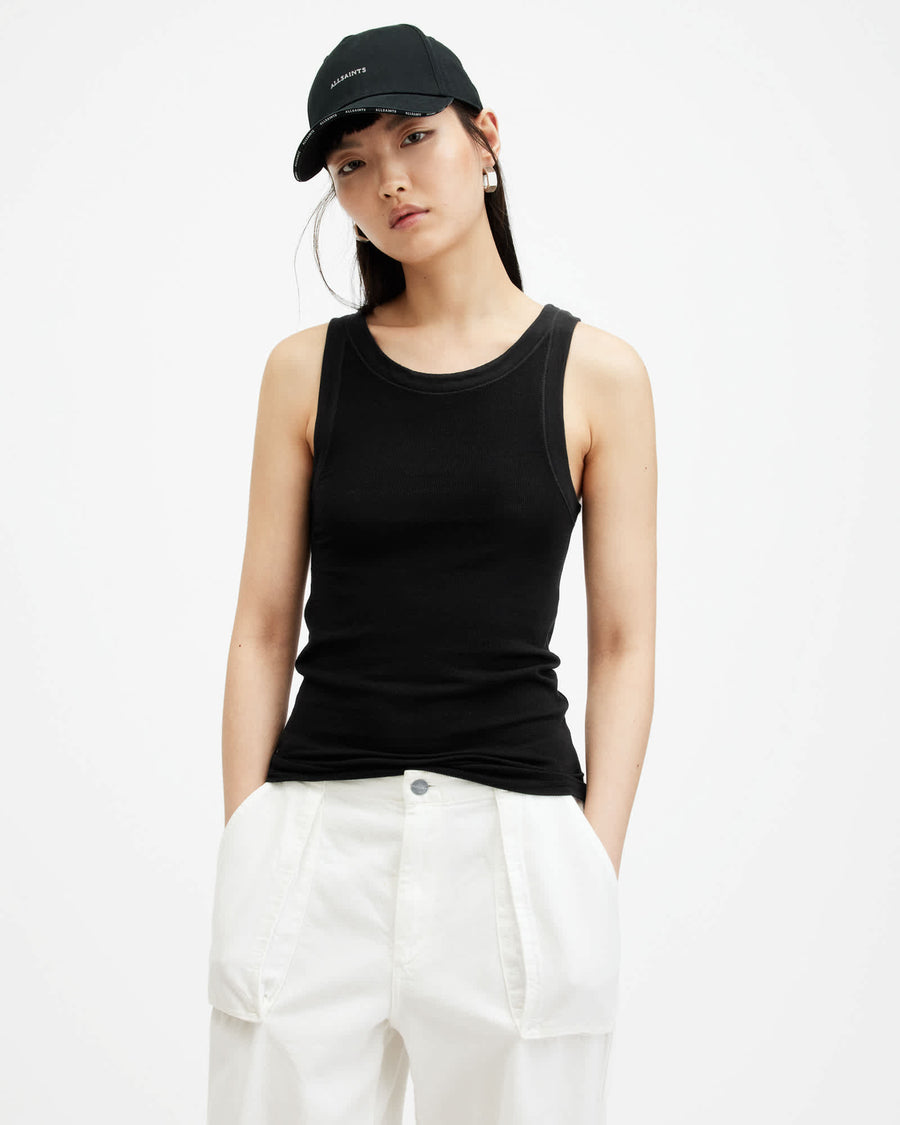 Rina Crew Neck Sleeveless Tank Top Black