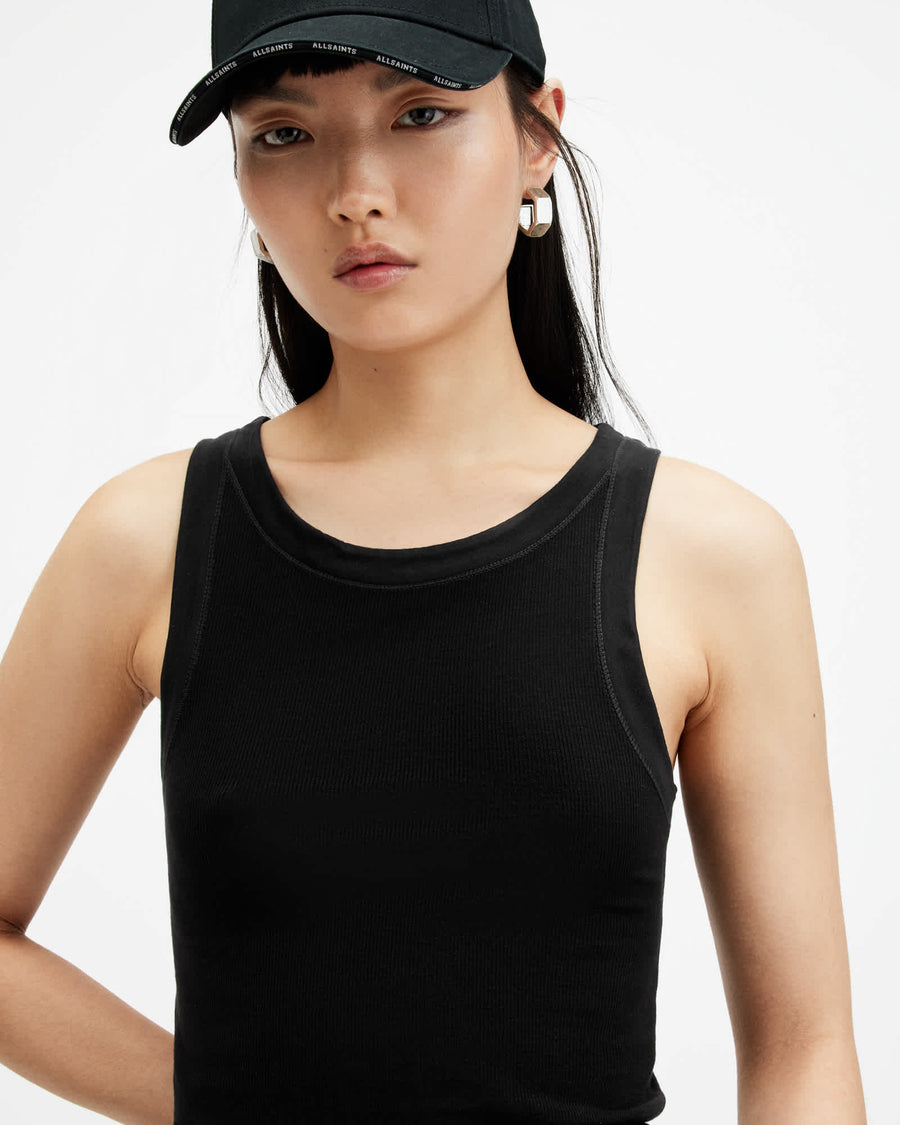 Rina Crew Neck Sleeveless Tank Top Black