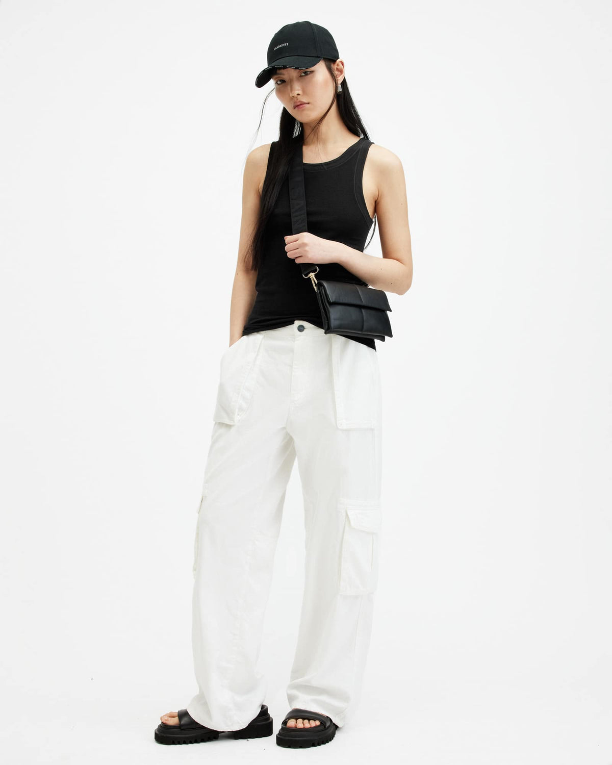 Rina Crew Neck Sleeveless Tank Top Black